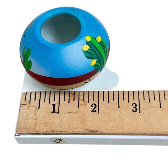 TESA Hand Painted Mini Pottery Vase Desert Scene Cactus Sun Southwest Mexico - Picture 8 of 11